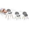 A sequence of images showing a high chair being adjusted, and then three different configurations of the high chair. Náhled obrázku produktu