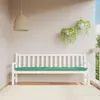 A white garden bench with a green cushion on a balcony. Produktbild-Vorschau