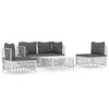 vidaXL 5 tlg. Garten Lounge Set mit Kissen Weiß Stahl - Produktbild-Vorschau 3