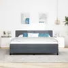 vidaXL Lit boxspring avec matelas gris foncé 180 x 200 cm Voir les images du produit 3