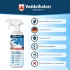 A product image for a mold remover spray, featuring the product bottle and several feature callouts. Produktbild-Vorschau