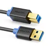 Close-up of two USB 3.0 connectors on a black cable with blue accents. Produktbild-Vorschau