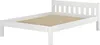 A white wooden bed frame with a slatted base, shown from a side angle against a white background. Produktbild-Vorschau
