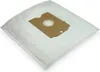 A white vacuum cleaner bag with a brown cardboard attachment. Produktbild-Vorschau