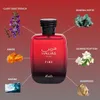 A perfume bottle is shown with various ingredients and their names surrounding it, indicating the scent profile. Voir les images du produit