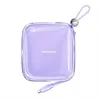 A purple transparent power bank with a charging cable and a lanyard attached, shown against a white background. Anteprima dell’immagine prodotto