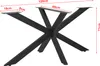 A black metal table base with dimensions indicated by red text. Náhled obrázku produktu