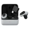 A pair of white and black Sony Inzone Buds wireless gaming earbuds with their charging case and a USB-C adapter. Produktbild-Vorschau