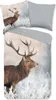 A duvet cover set featuring a realistic image of a reindeer in a snowy landscape. Podgląd zdjęcia produktu