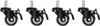 Four black casters with brakes are shown side-by-side against a white background. Produktbild-Vorschau
