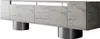 A modern TV cabinet with a stone-like finish and cylindrical metal legs, presented against a white background. Voir les images du produit