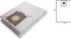 A white vacuum cleaner bag with dimensions marked on it, placed next to a diagram of a vacuum cleaner bag. Anteprima dell’immagine prodotto