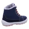 A single blue boot with pink laces and gray fur lining, shown from the side. Produktbild-Vorschau