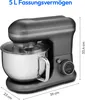 A gray stand mixer is shown from the side, with dimensions indicated. Produktbild-Vorschau