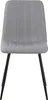 A front view of a gray upholstered dining chair with black metal legs, isolated on a white background. Produktbild-Vorschau