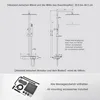 Diagrams and illustrations of a shower system with dimensions and mounting instructions, along with a separate image of mounting accessories. Anteprima dell’immagine prodotto