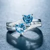 Damen-Ring, doppeltes Herz, funkelnder Zirkonia, modisches Produktbild-Vorschau 1