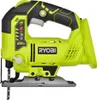A side view of a green and black Ryobi cordless jigsaw on a white background. Produktbild-Vorschau