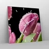 Wanduhr - Quadrat - Glasuhr - Tulpe Blumen Tau - 30x30cm - Produktbild-Vorschau 4