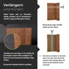 Instructional diagrams and text explaining how to extend and shorten a woven mat. Produktbild-Vorschau