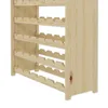 A wooden wine rack with multiple shelves and slots for bottles. Produktbild-Vorschau