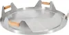A stainless steel lid with wooden handles for a fire bowl. Produktbild-Vorschau