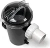 A black and clear plastic pool filter basket with white fittings, isolated on a white background. Produktbild-Vorschau