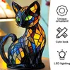 Tier Buntglas Nachtlicht - Vintage Buntglas Katzenlampe Produktbild-Vorschau 5