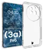 A clear phone case is shown next to a smartphone displaying a wallpaper and time. Produktbild-Vorschau