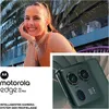 A collage featuring a woman smiling and a close-up of a smartphone camera. Produktbild-Vorschau