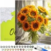 Malen nach Zahlen Erwachsene Blumen Sonnenblumen Fenster Produktbild-Vorschau 1