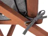 A close-up view of a grey cushion tie on a wooden chair. Produktbild-Vorschau