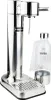 A silver Aarke Carbonator 3 water carbonator with a clear PET bottle. Produktbild-Vorschau