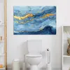MuchoWow® - Leinwandbilder - Aquarell - Blau - Kunst - Gold Produktbild-Vorschau 3