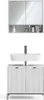 A white bathroom vanity set with a sink and a mirrored cabinet above. Produktbild-Vorschau