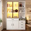 Merax Hochschrank mit LED und Glasvitrine, Standvitrine Produktbild-Vorschau 2