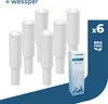 A group of white water filter cartridges are displayed on a white and blue background, with a box of one filter shown in the foreground. Anteprima dell’immagine prodotto