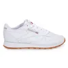 A side view of a white Reebok sneaker with a gum sole. Produktbild-Vorschau