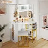 COSTWAY Eck Schminktisch mit Hocker, LED Beleuchtung & Produktbild-Vorschau 8