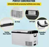 A collage of close-up images highlighting the features of a portable refrigerator, with the main product shown in the center. Náhľad obrázku produktu