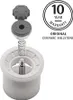 An exploded view of a pepper mill mechanism with a warranty badge. Náhľad obrázku produktu