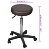 A brown adjustable stool with a five-star base and wheels, shown against a white background with measurement indicators. Produktbild-Vorschau