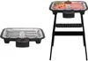Two electric grills are shown against a white background. One is a tabletop model, and the other is a larger grill on a stand. Podgląd zdjęcia produktu