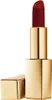 A close-up studio shot of a red lipstick in a gold case, with the cap placed next to it. Náhled obrázku produktu