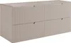 A beige bathroom vanity cabinet with two drawers is shown against a white background. Voir les images du produit
