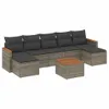 Design 8-tlg. Garten-Sofagarnitur mit Kissen Grau Poly Produktbild-Vorschau 2