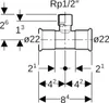 Geberit GE Mapress, Kupfer, T-Stück, d22, Rp1/2, 22mm, 1 Produktbild-Vorschau 4