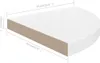 A white corner shelf with dimensions indicated by measurement lines and text. Náhľad obrázku produktu