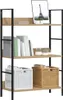 A three-shelf bookcase with various items on display. Podgląd zdjęcia produktu