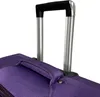 A close-up view of the handle and top fabric of a purple suitcase. Produktbild-Vorschau